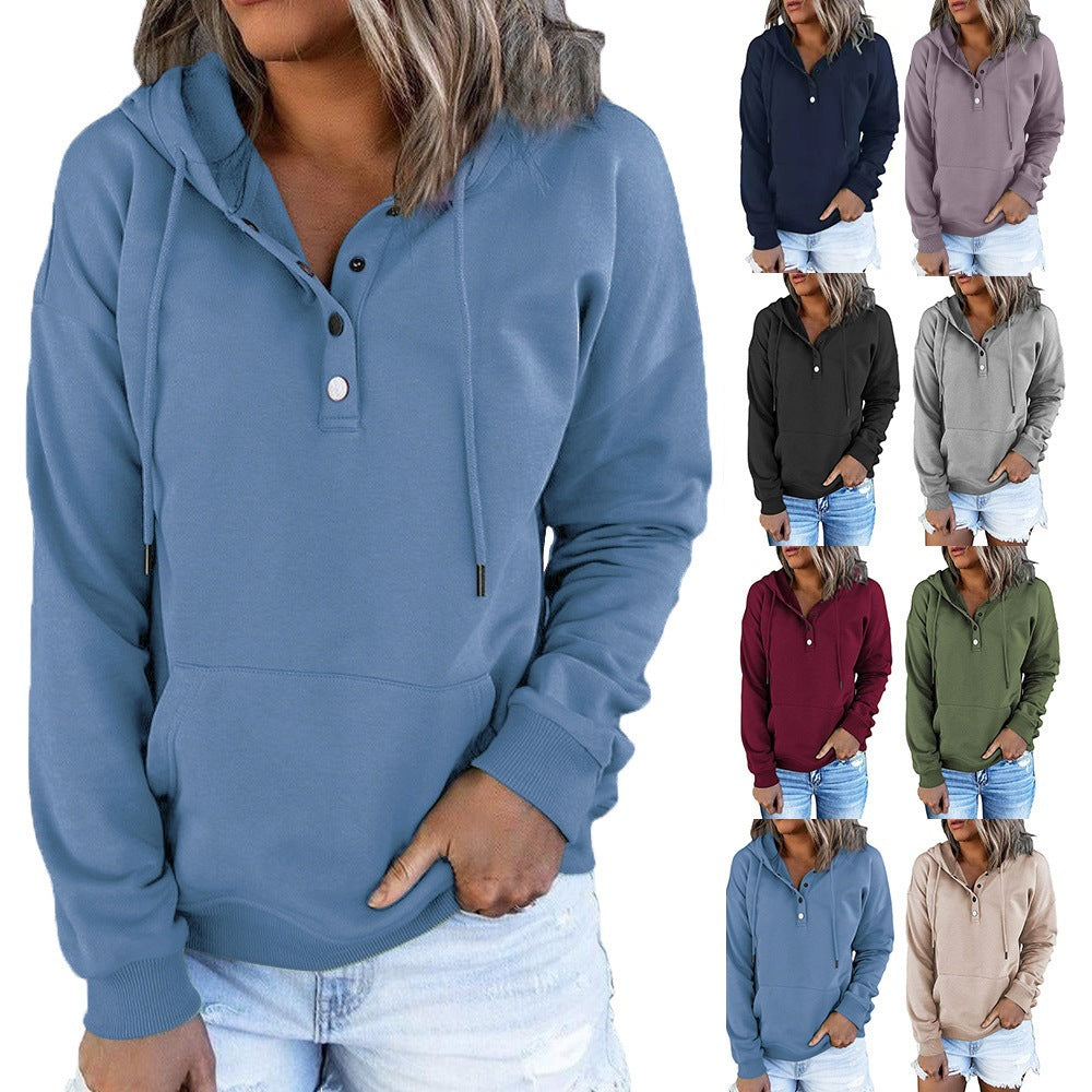 Elarova | Damen Hoodie mit funktionalen Knopfdetails und lässiger Passform