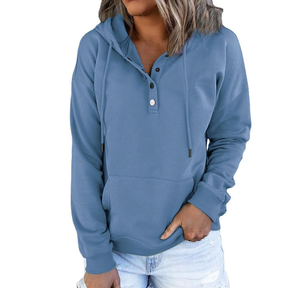 Elarova | Damen Hoodie mit funktionalen Knopfdetails und lässiger Passform