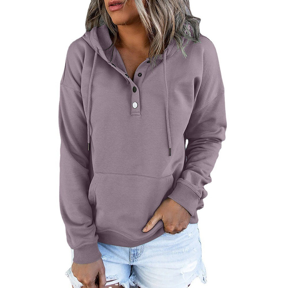 Elarova | Damen Hoodie mit funktionalen Knopfdetails und lässiger Passform