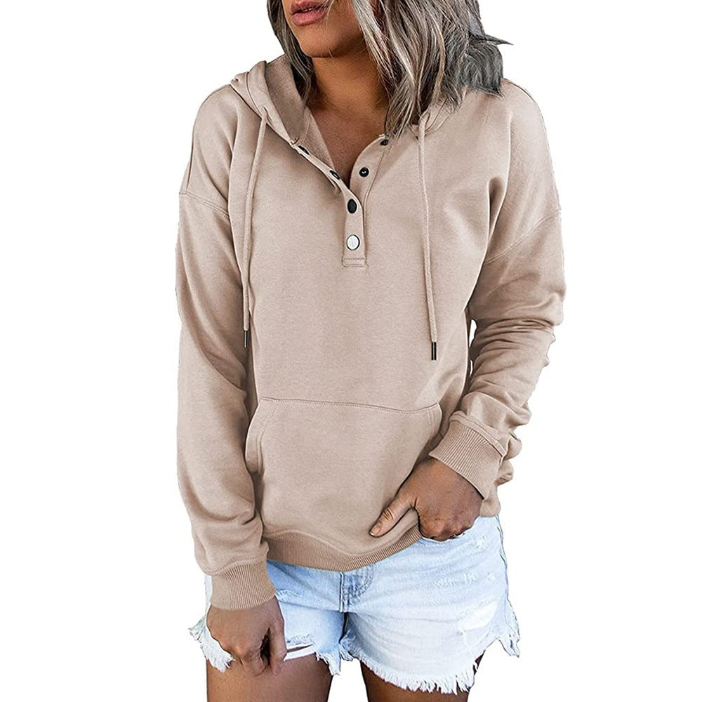 Elarova | Damen Hoodie mit funktionalen Knopfdetails und lässiger Passform