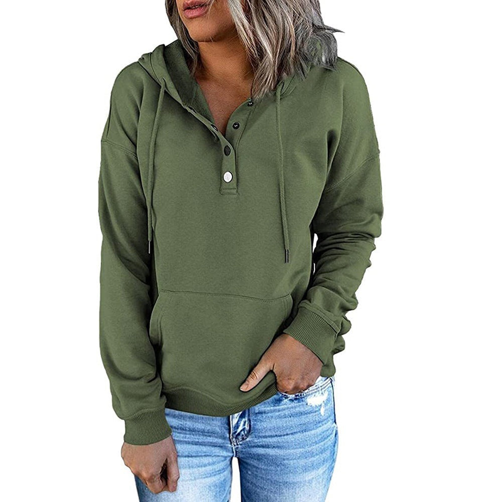 Elarova | Damen Hoodie mit funktionalen Knopfdetails und lässiger Passform