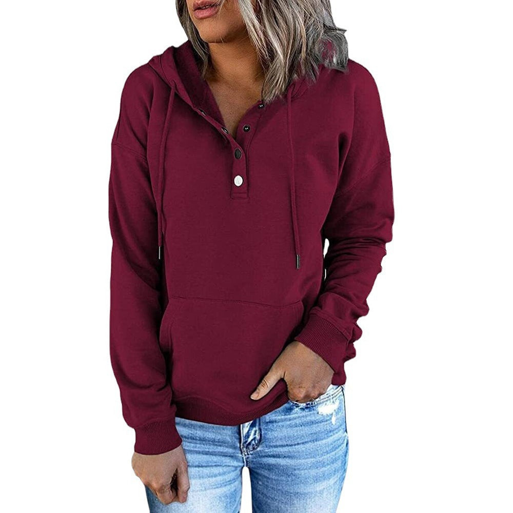 Elarova | Damen Hoodie mit funktionalen Knopfdetails und lässiger Passform