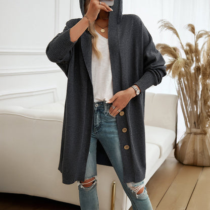 Elarova | Damen HoodieKardigan mit Knopfdetail und lässigem Schnitt