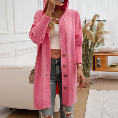 Elarova | Damen HoodieKardigan mit Knopfdetail und lässigem Schnitt
