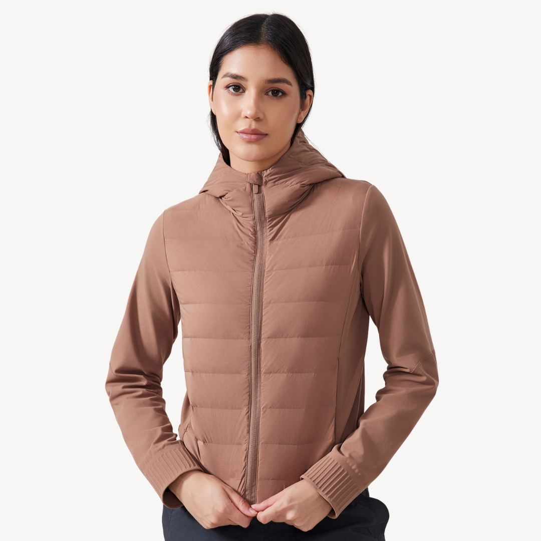 Elarova | Damen Hybrid Puffer Hoodie Jacke