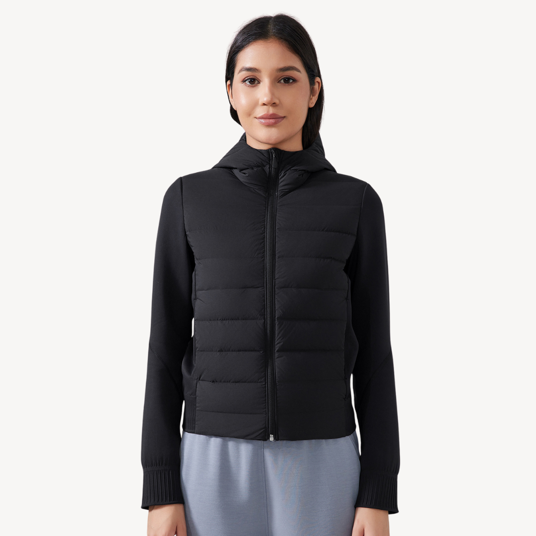 Elarova | Damen Hybrid Puffer Hoodie Jacke