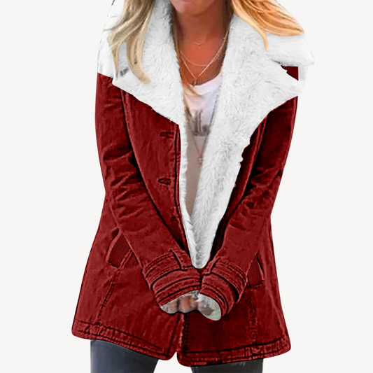 Elarova | Damen-Jeansjacke mit Sherpa-Futter