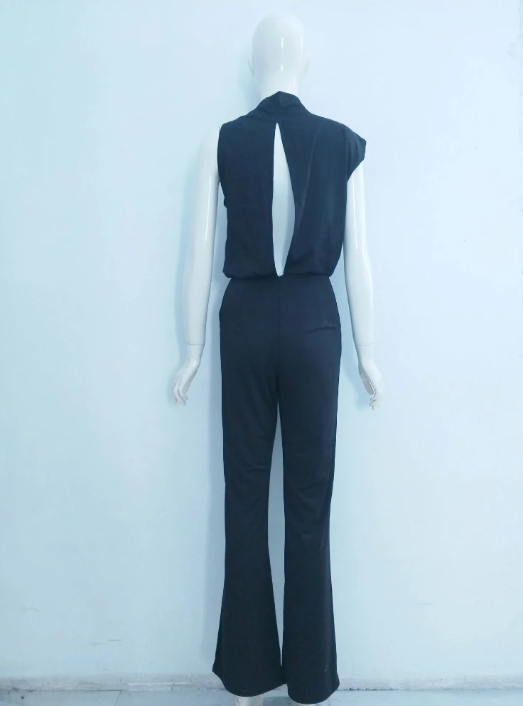 Elarova | Damen Jumpsuit Mit Rundhalsausschnitt, Armellos Und Weitem Bein