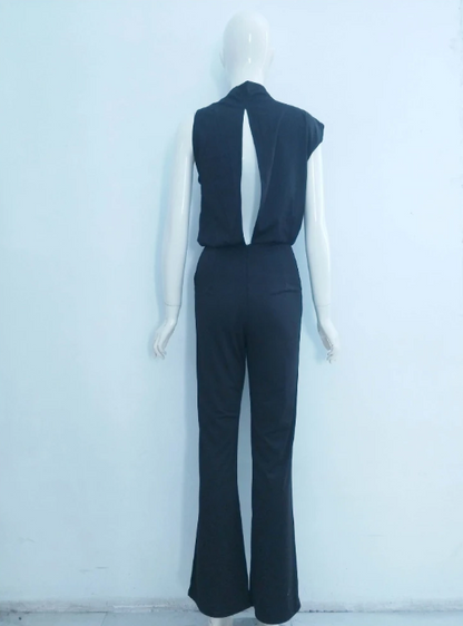 Elarova | Damen Jumpsuit Mit Rundhalsausschnitt, Armellos Und Weitem Bein