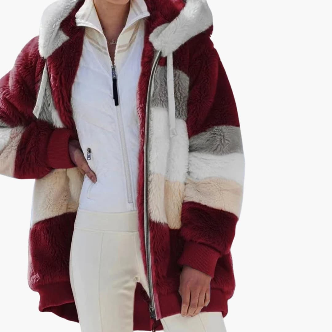 Elarova | Damen Kapuzenjacke mit Reißverschluss und Streifenmuster