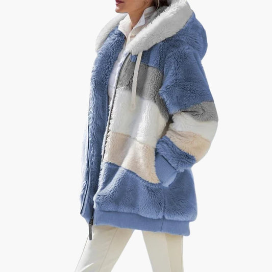 Elarova | Damen Kapuzenjacke mit Reißverschluss und Streifenmuster