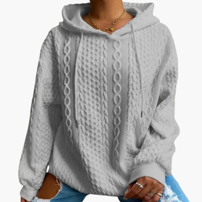 Elarova | Damen Kapuzenpullover mit Zopfmuster