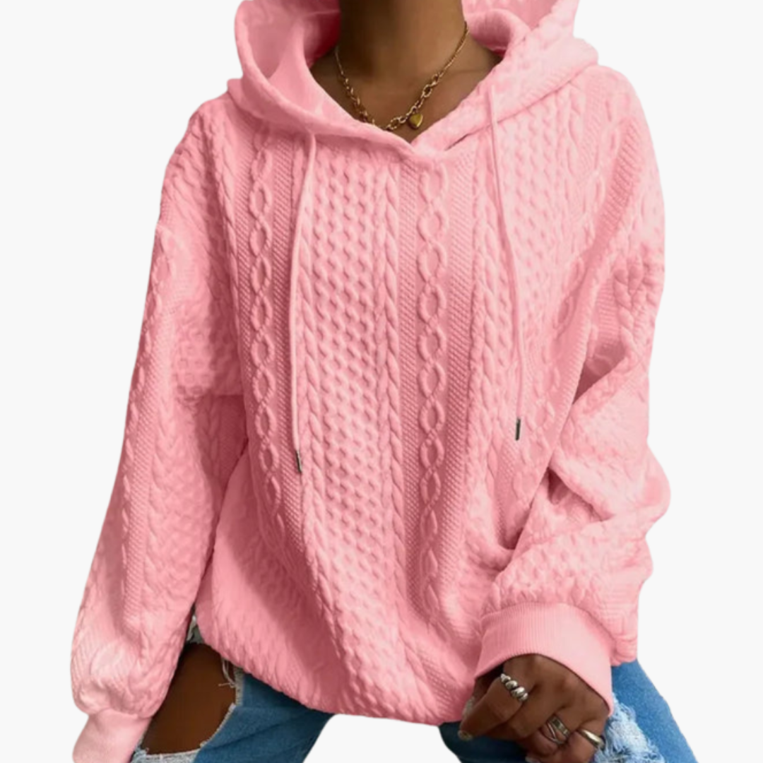 Elarova | Damen Kapuzenpullover mit Zopfmuster