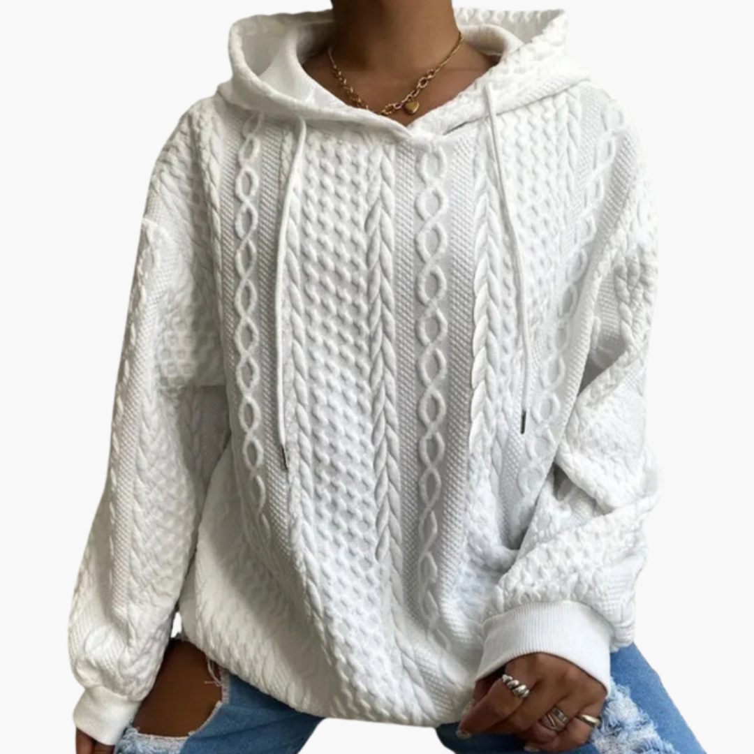 Elarova | Damen Kapuzenpullover mit Zopfmuster