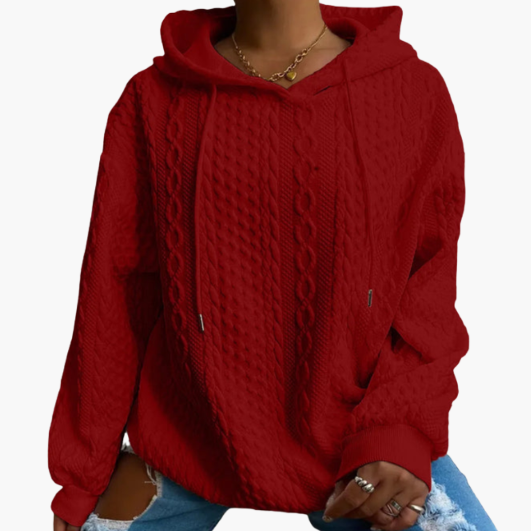 Elarova | Damen Kapuzenpullover mit Zopfmuster