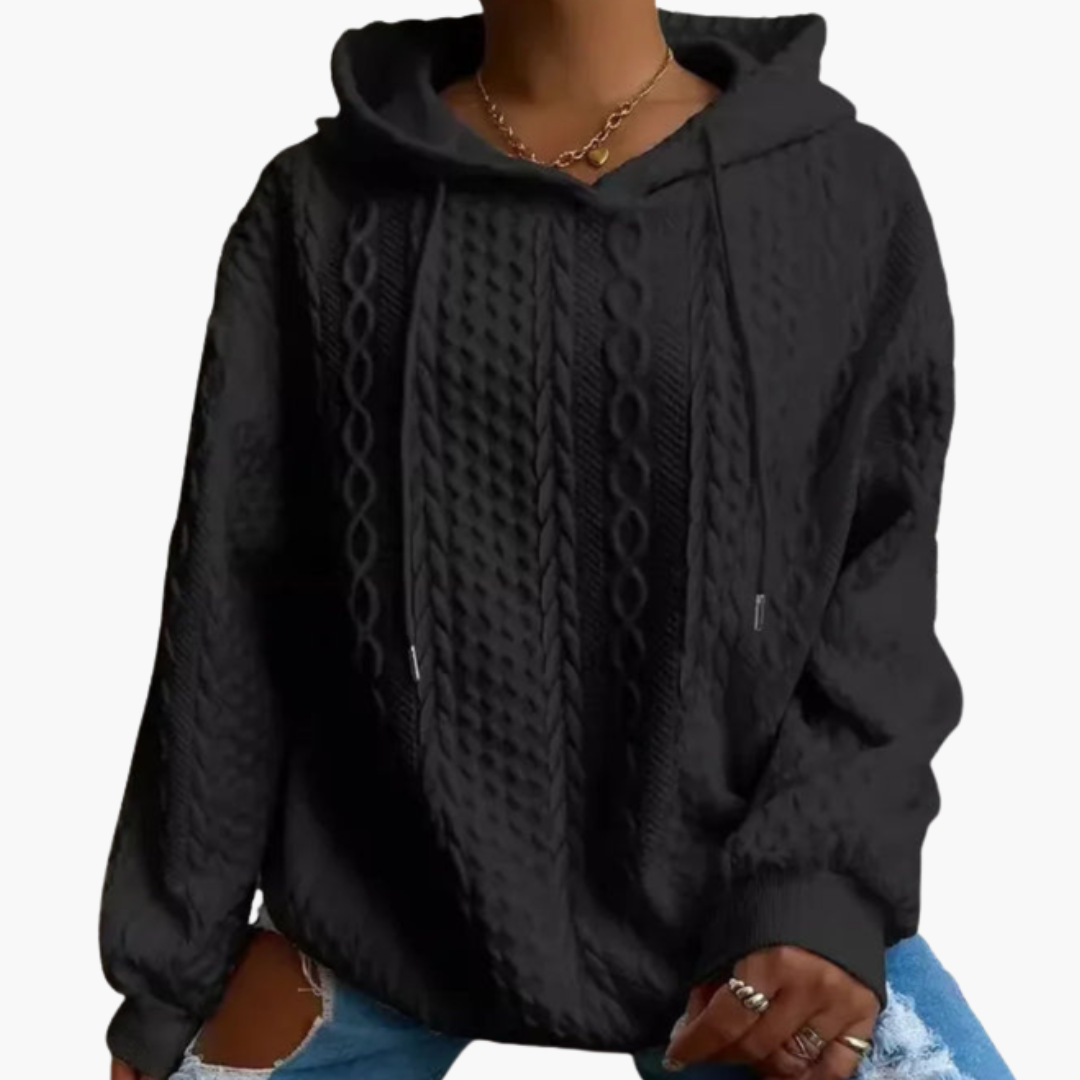 Elarova | Damen Kapuzenpullover mit Zopfmuster