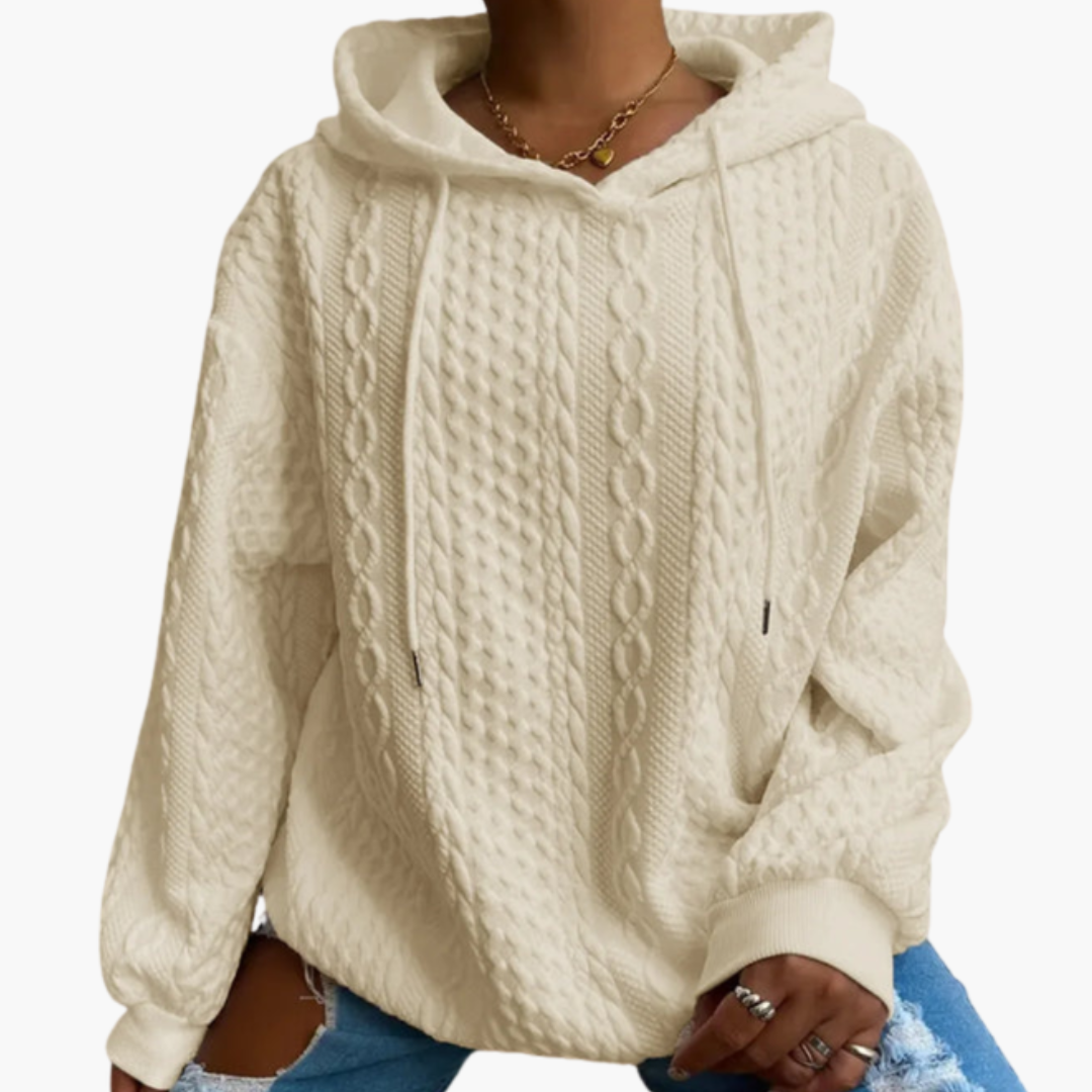 Elarova | Damen Kapuzenpullover mit Zopfmuster