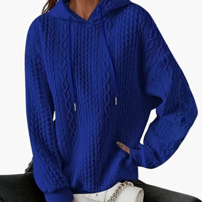 Elarova | Damen Kapuzenpullover mit Zopfmuster