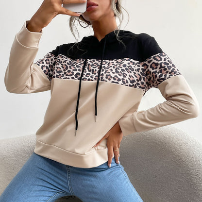 Elarova | Damen Kapuzenpullover mit modischem LeopardenMuster und sportlicher Passform