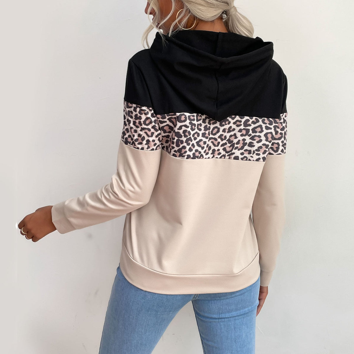 Elarova | Damen Kapuzenpullover mit modischem LeopardenMuster und sportlicher Passform