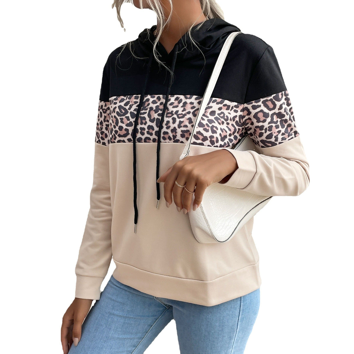 Elarova | Damen Kapuzenpullover mit modischem LeopardenMuster und sportlicher Passform