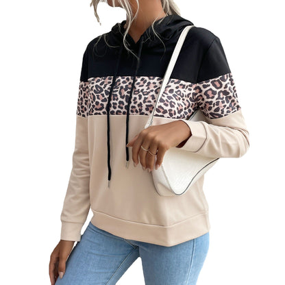 Elarova | Damen Kapuzenpullover mit modischem LeopardenMuster und sportlicher Passform