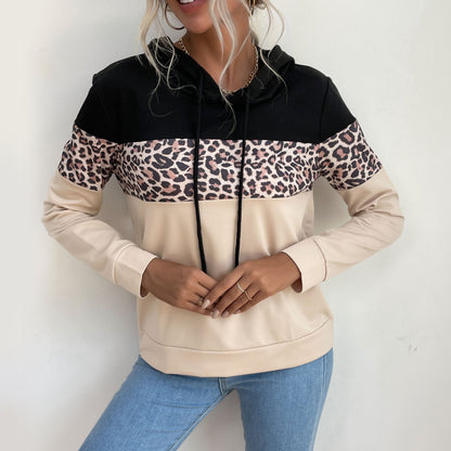 Elarova | Damen Kapuzenpullover mit modischem LeopardenMuster und sportlicher Passform