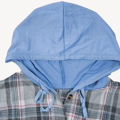 Elarova | Damen Karierte Button-Down-Hemdjacke mit Kapuze