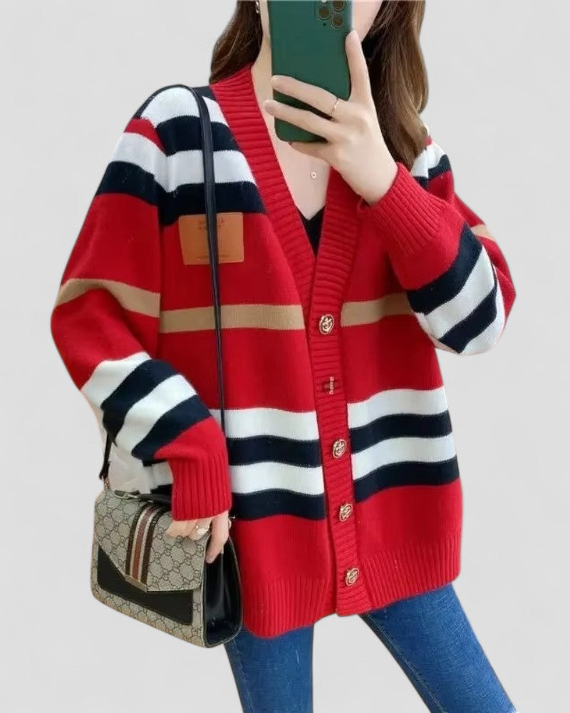 Elarova | Damen Kaschmir-Strickjacke mit V-Ausschnitt