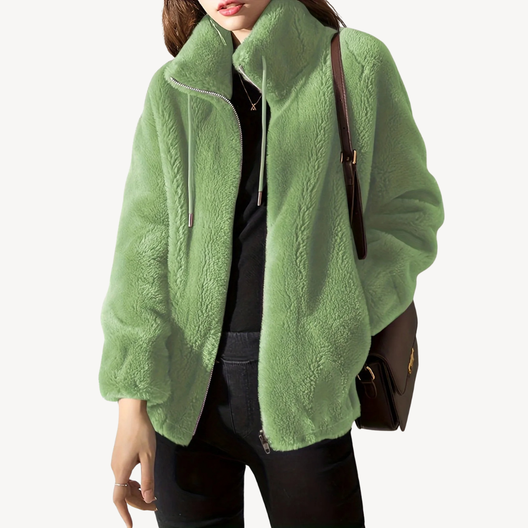 Elarova | Damen Kunstpelz-Reißverschlussjacke