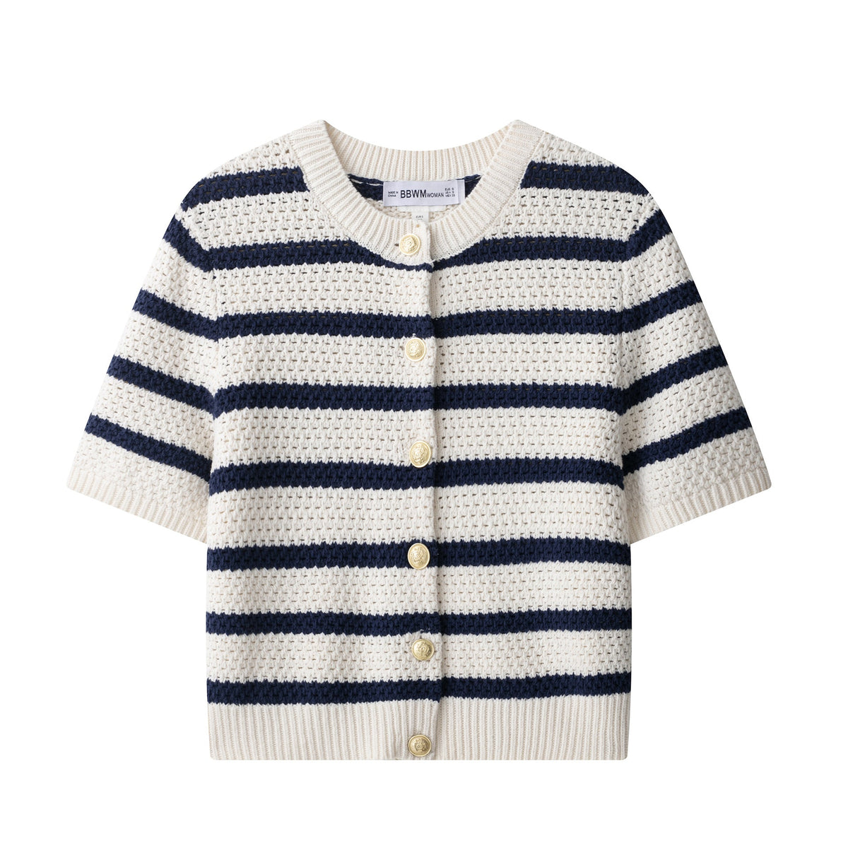 Elarova | Damen KurzarmStrickjacke mit auffälligem Streifenmuster und zeitlosem Design