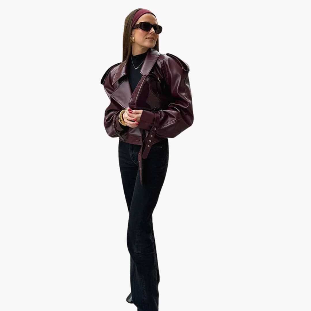 Elarova | Damen Kurzjacke mit Reverskragen und Reißverschluss