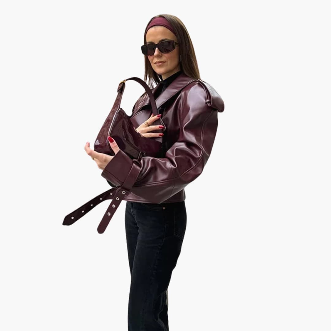 Elarova | Damen Kurzjacke mit Reverskragen und Reißverschluss