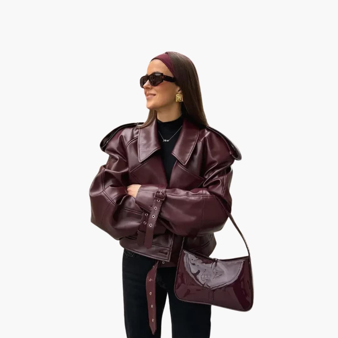 Elarova | Damen Kurzjacke mit Reverskragen und Reißverschluss