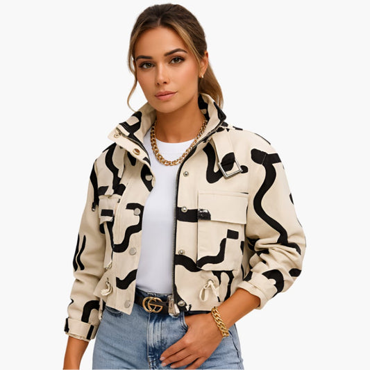 Elarova | Damen Kurzjacke mit Stehkragen und Reißverschluss