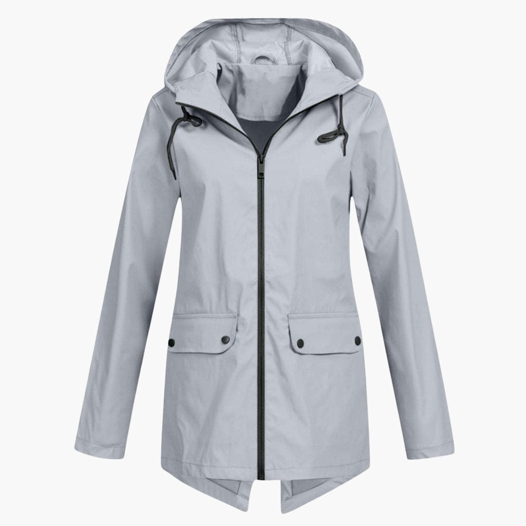 Elarova | Damen Kurzregenjacke mit Kapuze und Reißverschluss