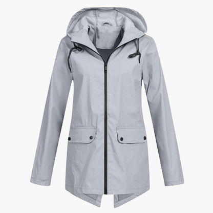 Elarova | Damen Kurzregenjacke mit Kapuze und Reißverschluss