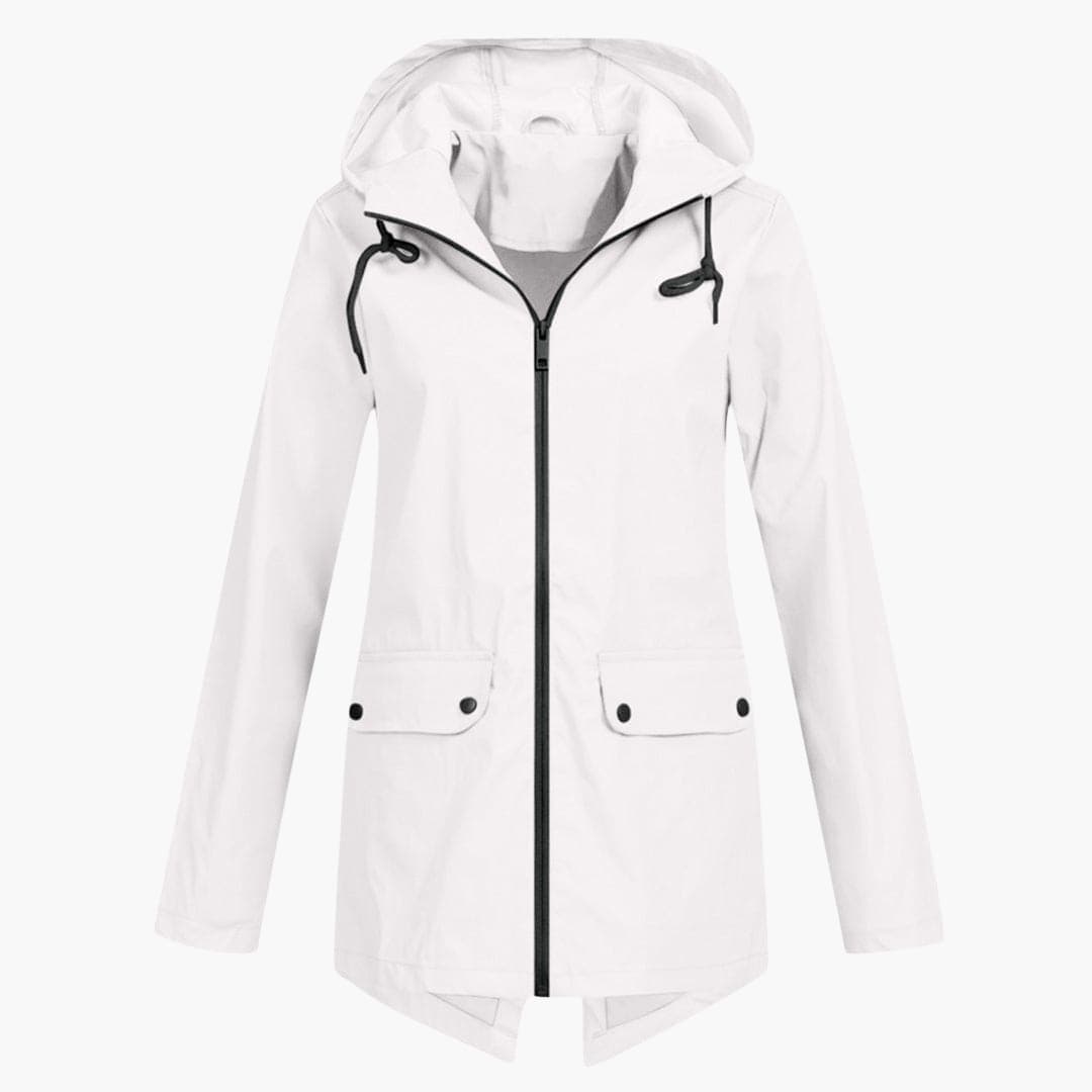 Elarova | Damen Kurzregenjacke mit Kapuze und Reißverschluss