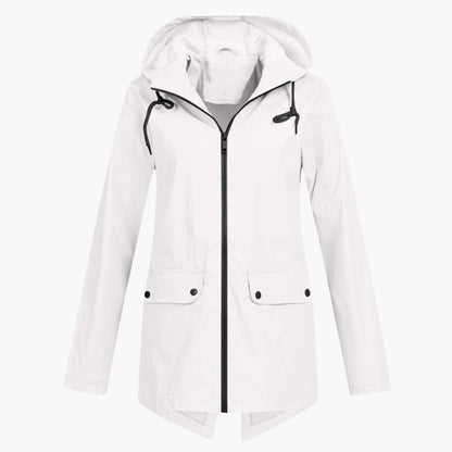 Elarova | Damen Kurzregenjacke mit Kapuze und Reißverschluss