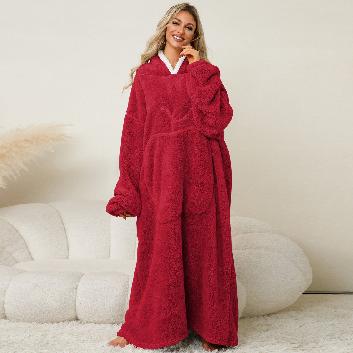 Elarova | Damen Kuscheliger HoodieDecke mit großen Taschen und kontrastierendem Innenfutter