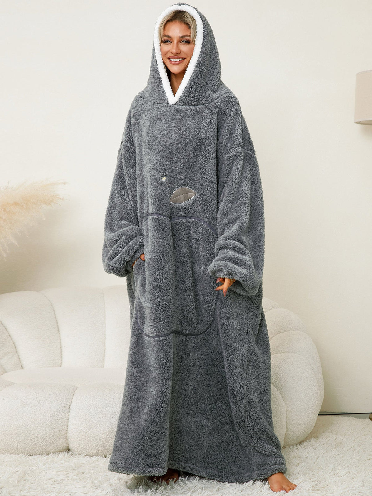 Elarova | Damen Kuscheliger HoodieDecke mit großen Taschen und kontrastierendem Innenfutter