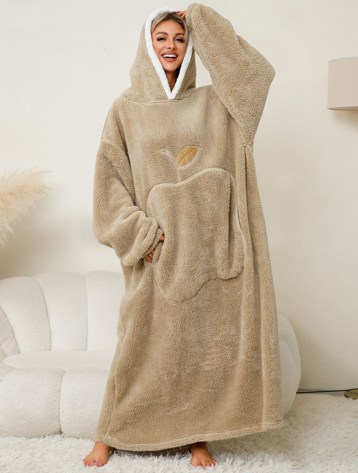 Elarova | Damen Kuscheliger HoodieDecke mit großen Taschen und kontrastierendem Innenfutter