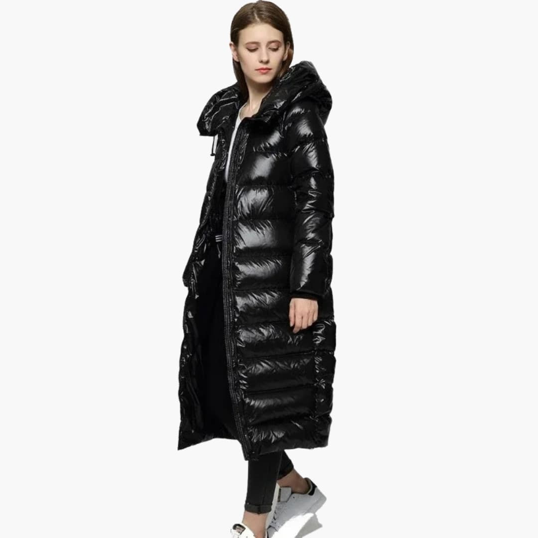 Elarova | Damen Lange Daunenjacke mit Reißverschluss und Kapuze