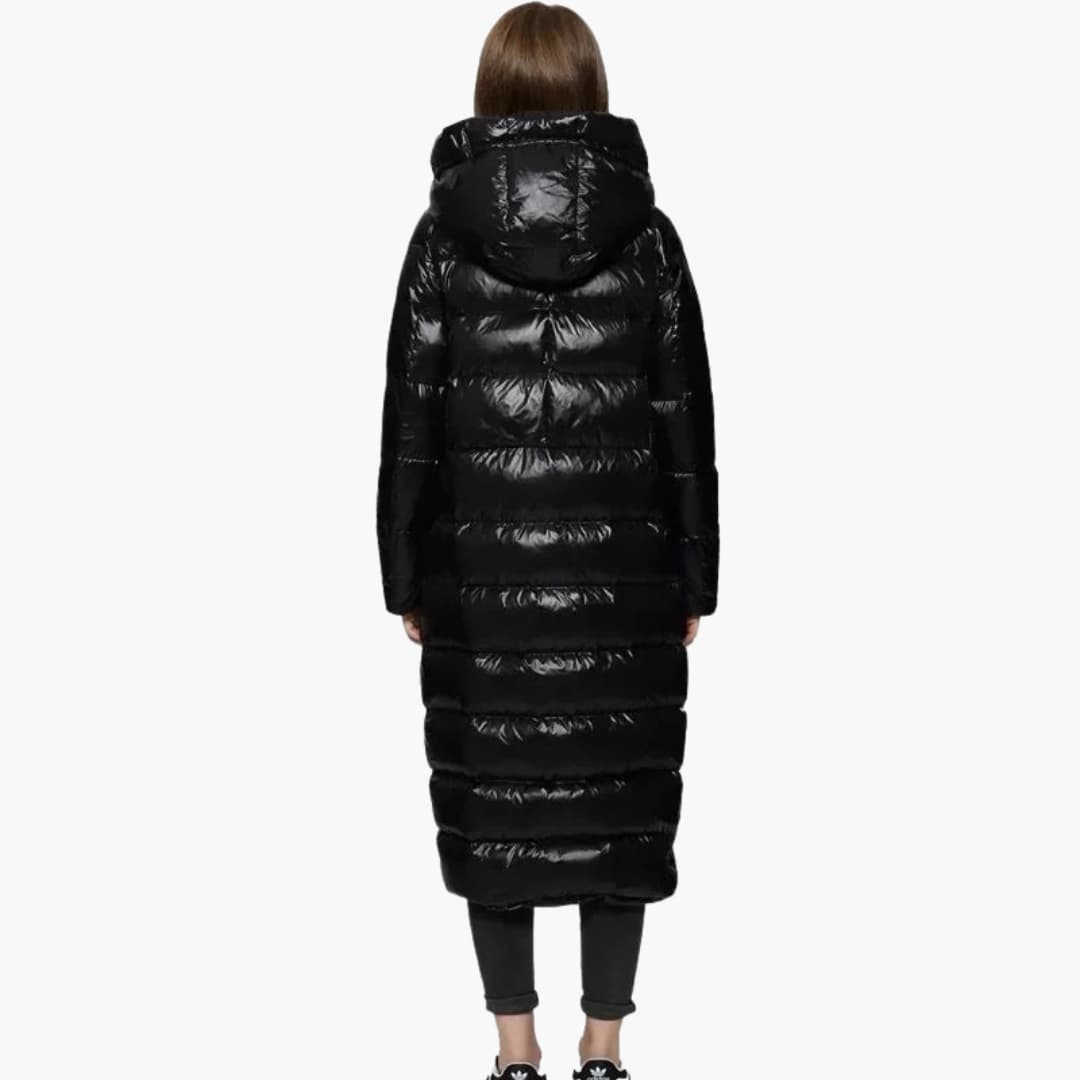 Elarova | Damen Lange Daunenjacke mit Reißverschluss und Kapuze