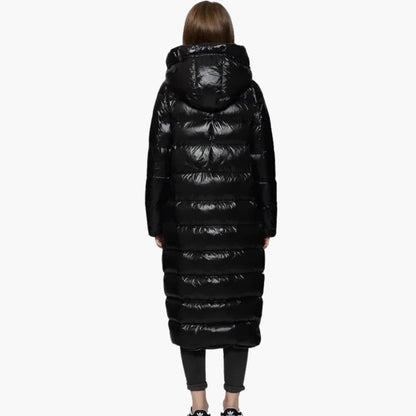 Elarova | Damen Lange Daunenjacke mit Reißverschluss und Kapuze