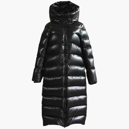 Elarova | Damen Lange Daunenjacke mit Reißverschluss und Kapuze