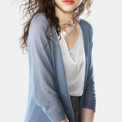 Elarova | Damen Lange Weste Elegant Und Leicht Sommer Strickjacke Für Frauen
