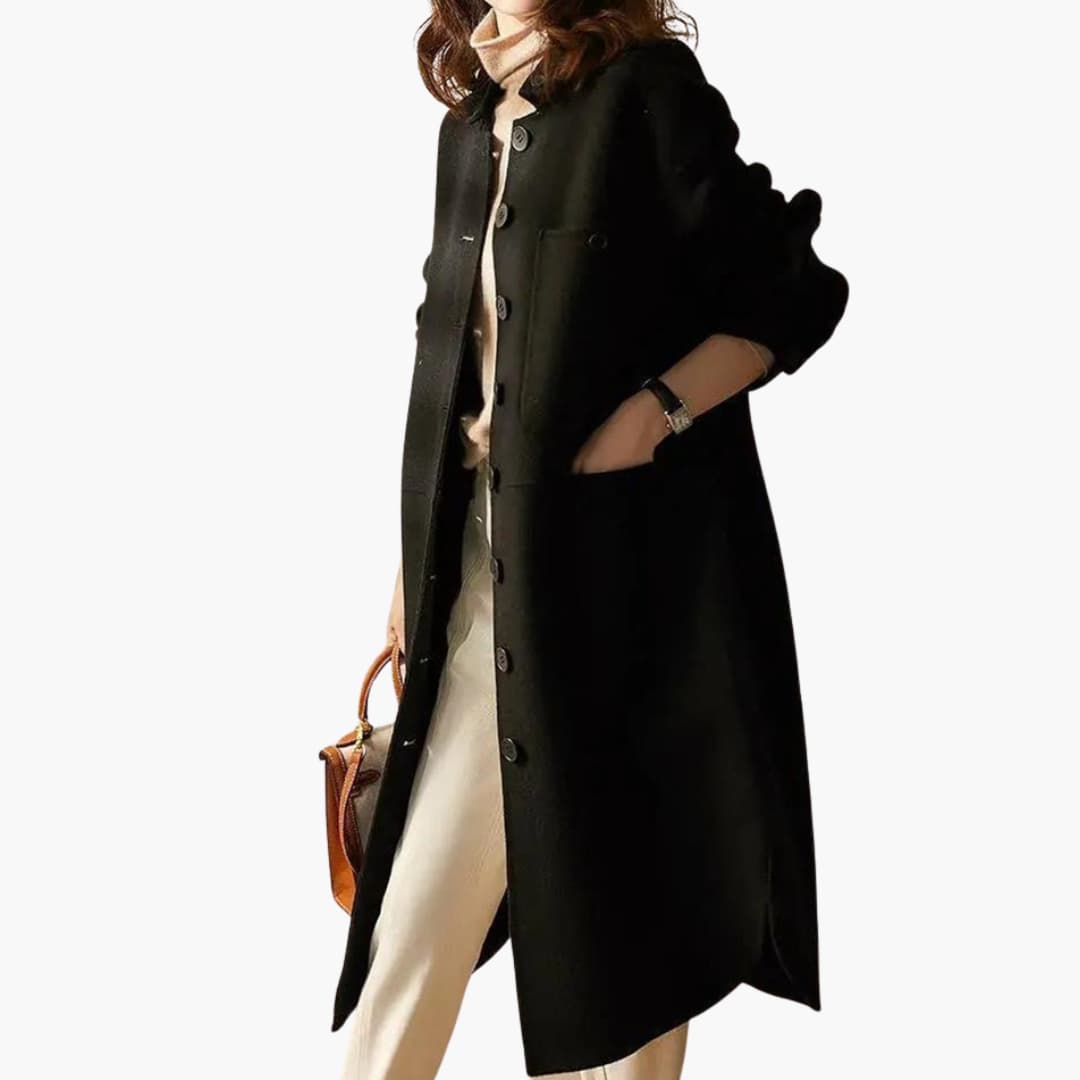 Elarova | Damen Langer Trenchcoat mit Knopfleiste