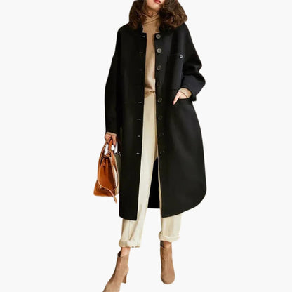 Elarova | Damen Langer Trenchcoat mit Knopfleiste