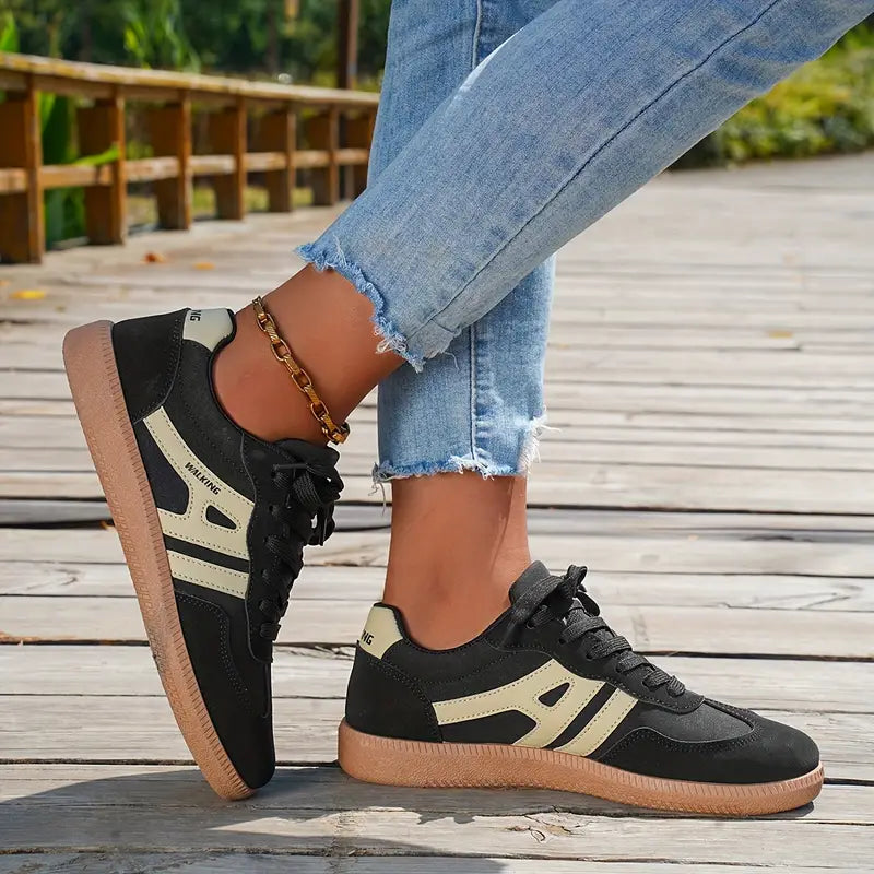 Elarova | Damen Lässige Turnschuhe Mit Niedrigem Absatz, Schnürung Mode Schuhe